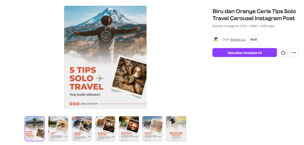 Cara Memilih Template Canva Gratis Berkualitas - Feed Instagram Carousel