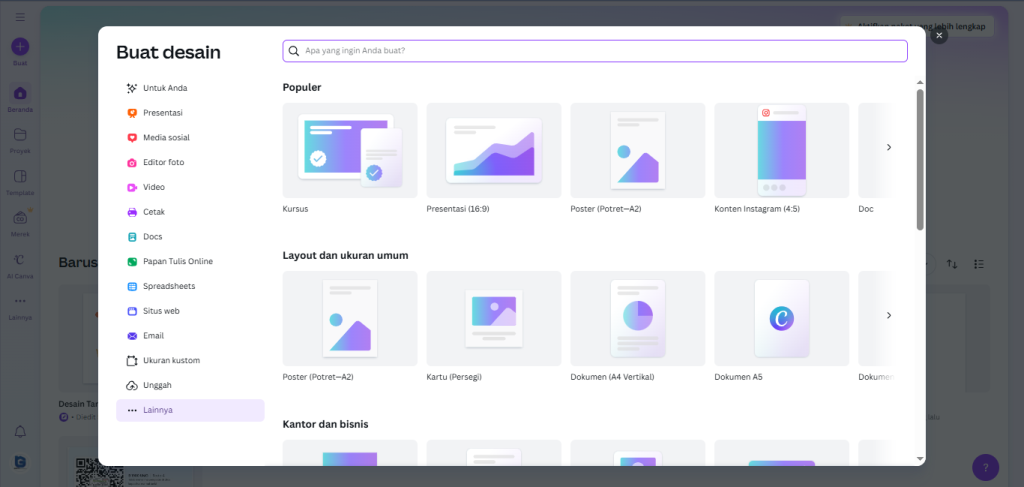 Menentukan Ukuran Template Canva